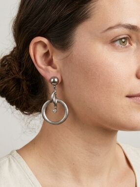 Vintage Statement Oxidized Hoop Earrings with Twisted Detail